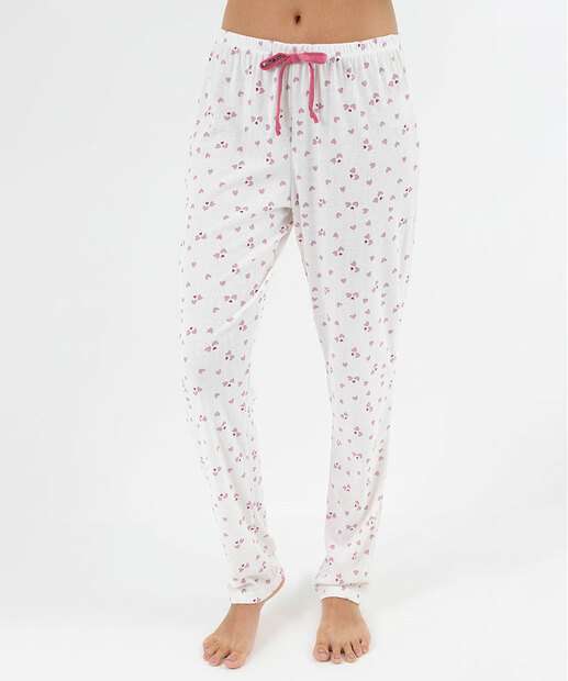 Pijama Feminino Estampa Corações Marisa Off White