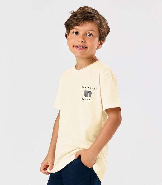 Conjunto Infantil Camiseta Com Bermuda Trick Nick Bege
