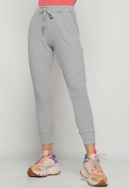 Kit 3 Calças  Jogger Comfy Malha Canelada Preta, Verde e Mescla