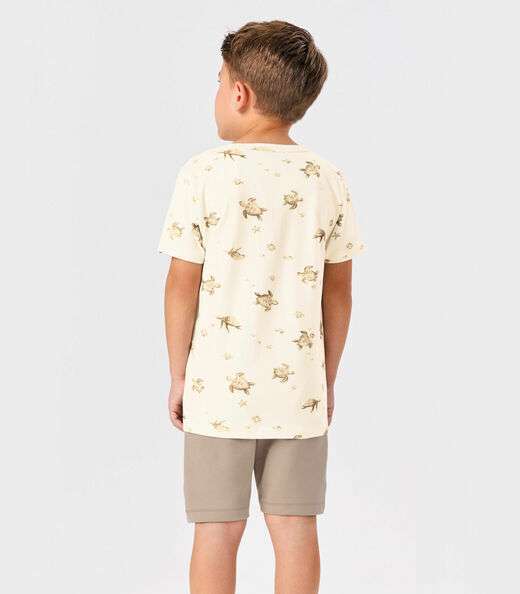 Conjunto Infantil Camiseta Com Bermuda Trick Nick Bege