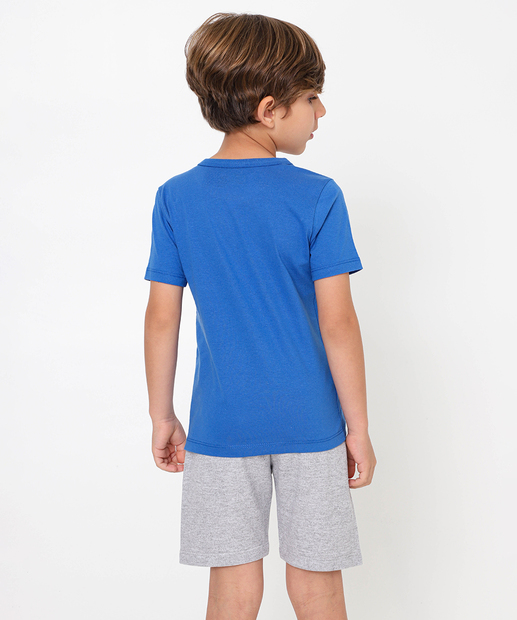 Conjunto Infantil Manga Curta Sonic Tam 4 a 10 Azul