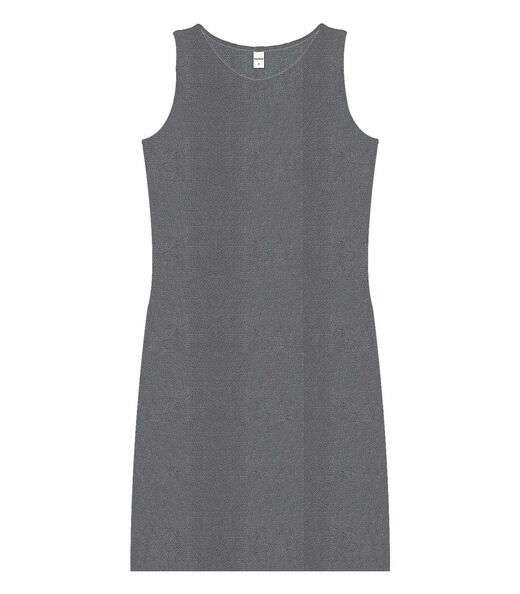 Vestido Curto Em Ribana Canelada Rovitex Cinza