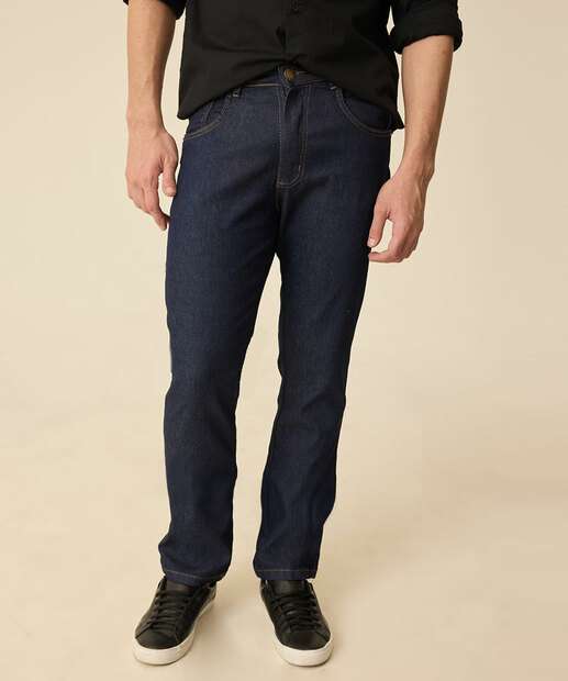 Calça Masculina Jeans Reta Bolsos 