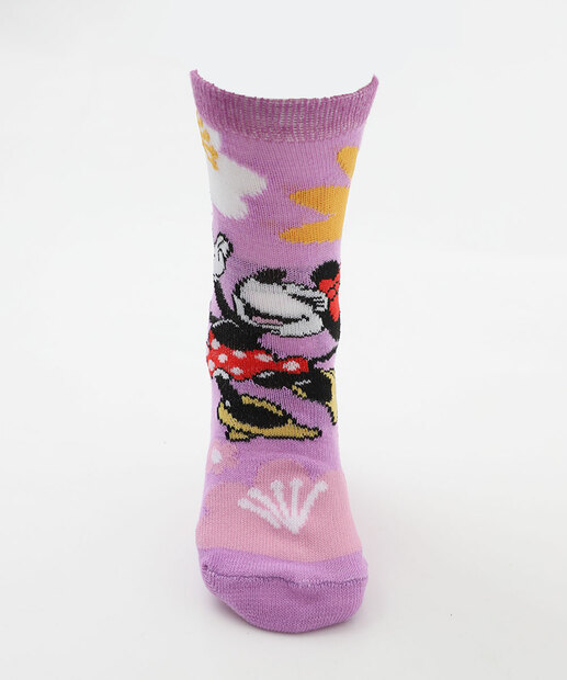 Kit 2 Meias Infantil Estampa Minnie Disney Rosa