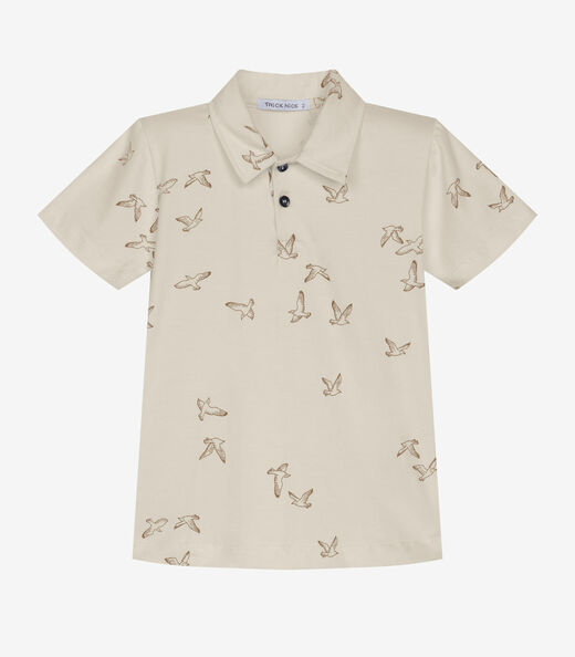 Conjunto Infantil Polo Com Bermuda Trick Nick Bege