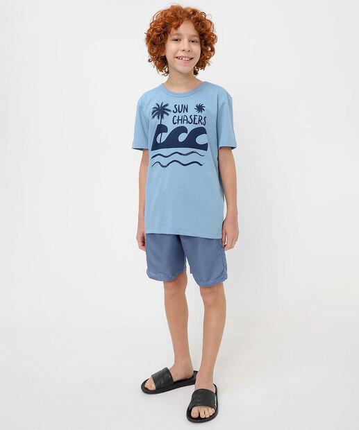 Camiseta Juvenil Estampa Ondas Marisa Tam 10 a 16 Azul