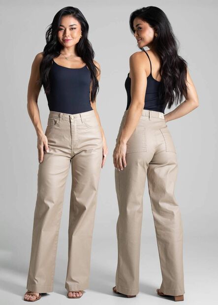 Calça Resinada Sawary Wide Leg -282687