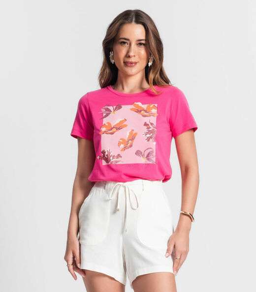 Image_Camiseta Feminina Manga Curta Rovitex Rosa