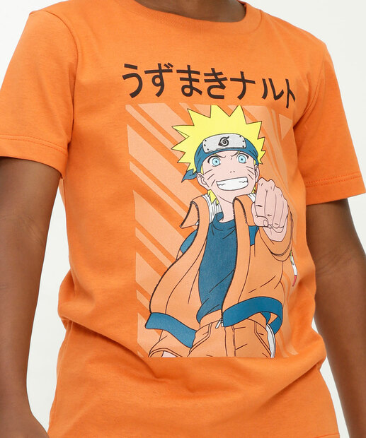 Camiseta Infantil Manga Curta Estampada Naruto Tam 4 a 10