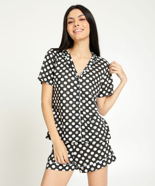 Pijama Americano Feminino Poá Snoopy