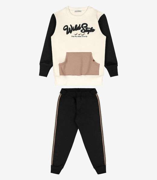 Conjunto Infantil Blusão Com Calça Trick Nick Bege