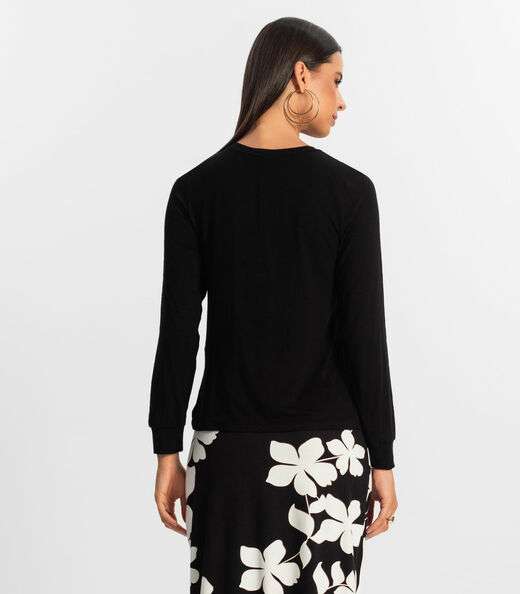 Blusa Manga Longa Feminina Rovitex Preto