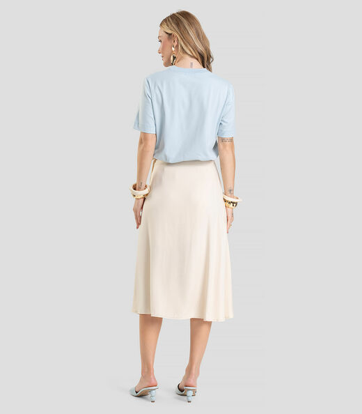 Saia Feminina Midi Envelope Dianna Bege