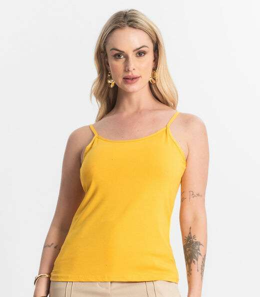 Blusa Feminina de Alças Básica Rovitex Amarelo