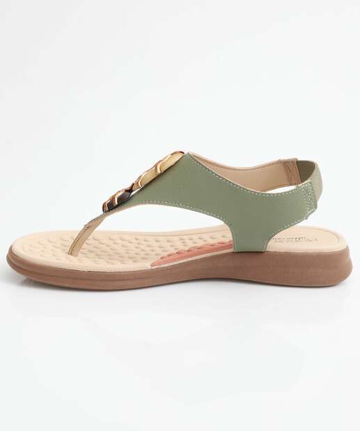 Sandália Feminina Rasteira Pedras Modare Verde