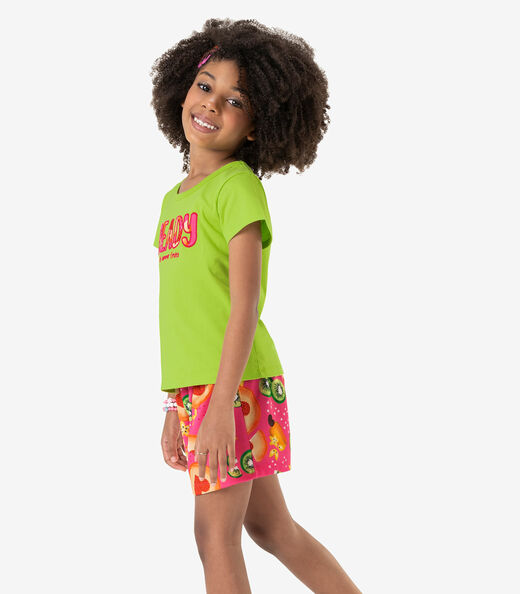 Conjunto Blusa E Shorts Estampado Rovi Kids Verde