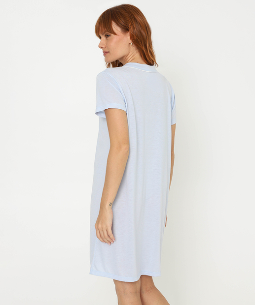 Camisola Viés Manga Curta Marisa Azul