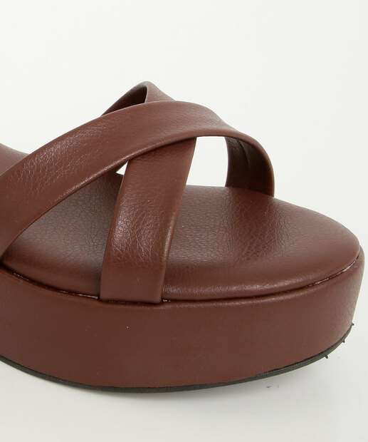 Sandália Flatform Feminina Fivela Tiras Marrom