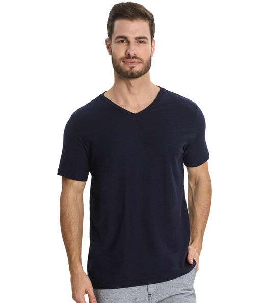 Camiseta Masculina Básica Gola V Rovitex Azul