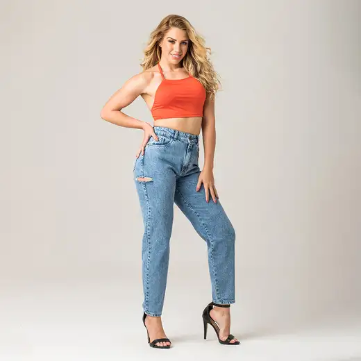 Calça Mom Jeans Feminina Moderna Zune