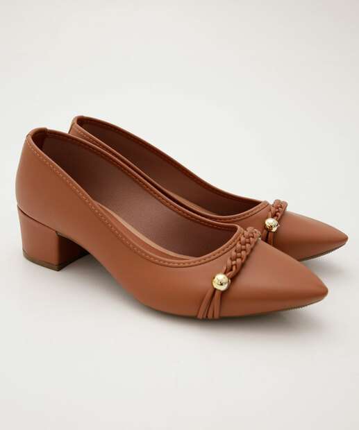 Scarpin Feminino Salto Grosso Bico Fino