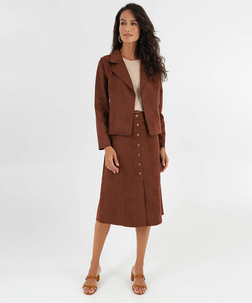 Jaqueta Feminina Biker Suede Marisa Marrom