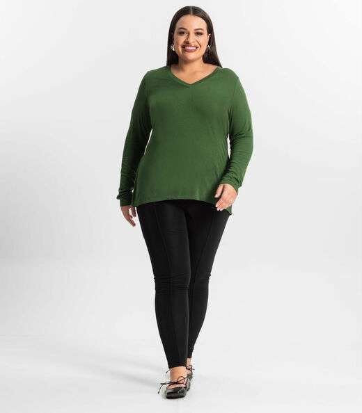 Blusa Manga Longa Visco Tricot Secret Glam Verde