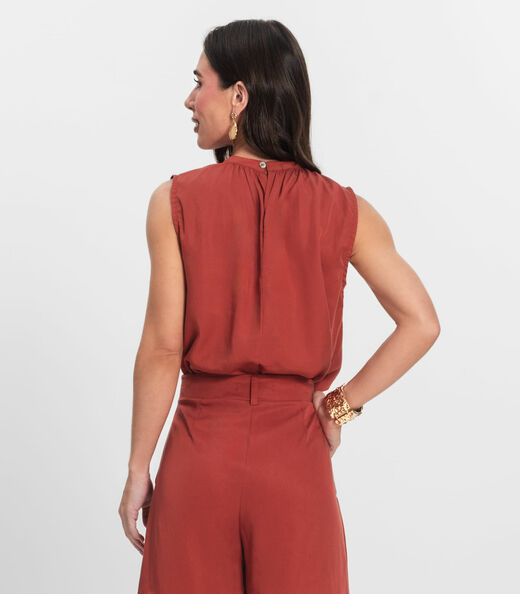 Regata Feminina Curta Com Gola Endless Marrom