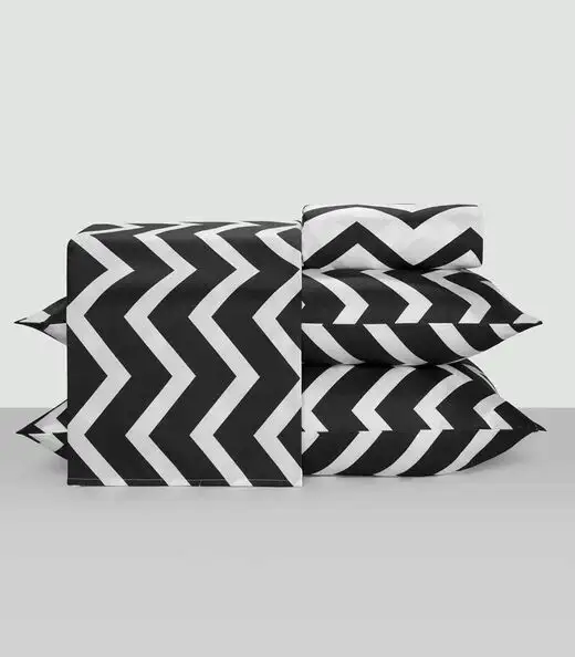 Jogo de Cama Chevron Solteiro Lar E Lazer Preto