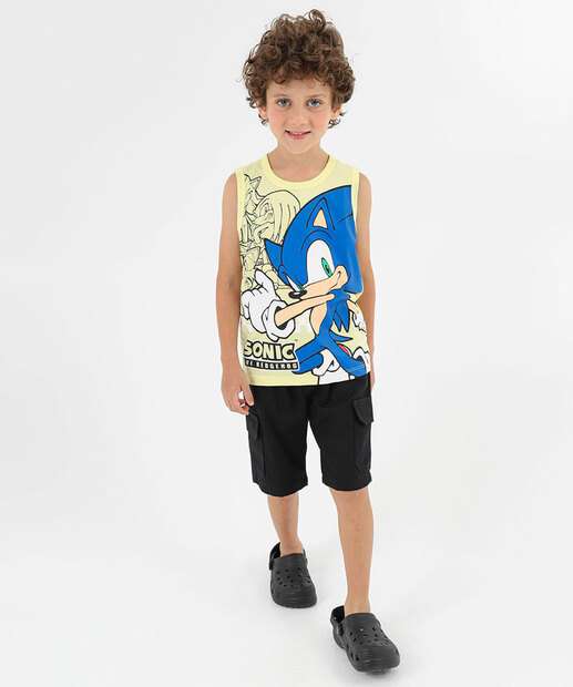 Regata Infantil Sonic Tam 4 a 10 Amarelo