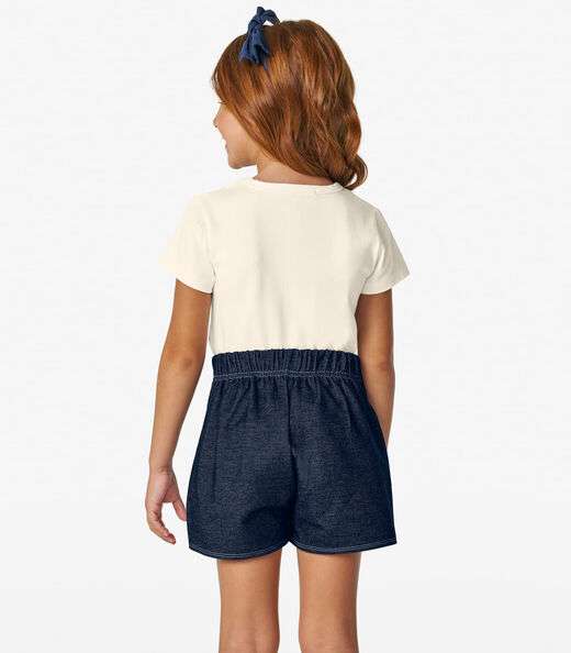 Conjunto Infantil Blusa com Shorts Saia Trick Nick Off White