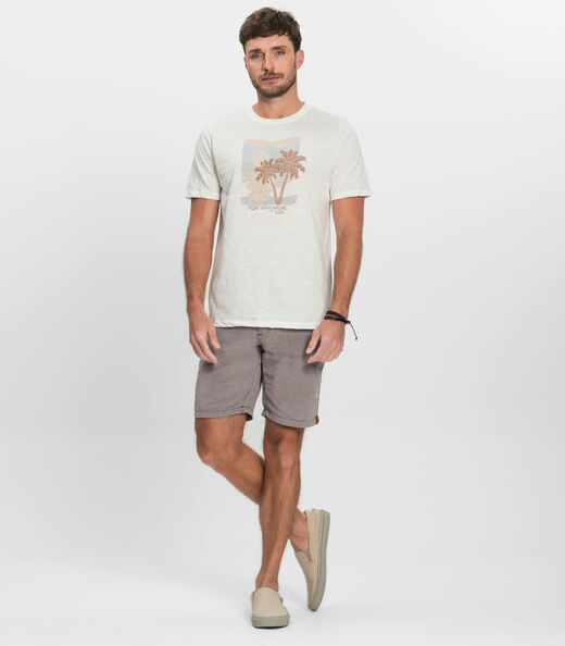 Camiseta Masculina Malha Maquinetada Diametro Bege