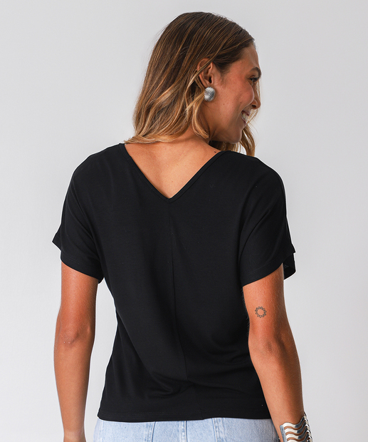 Blusa Feminina Manga Curta Marisa Preto