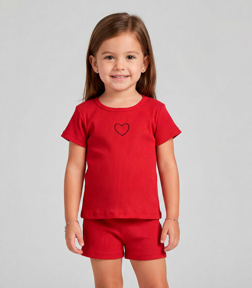 Conjunto Infantil Feminino Blusa e Short Select Vermelho