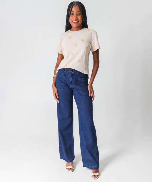 Image_Calça Jeans Wide Leg Bolsos Feminina Biotipo Azul