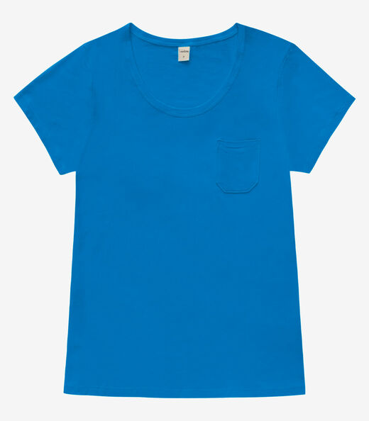 Blusa Feminina Viscotorcion Com Bolso Rovitex Azul
