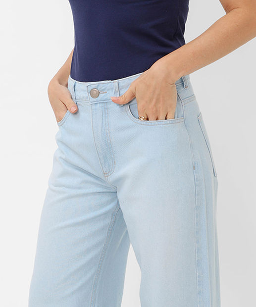 Calça Jeans Wide Leg Feminina Marisa Azul