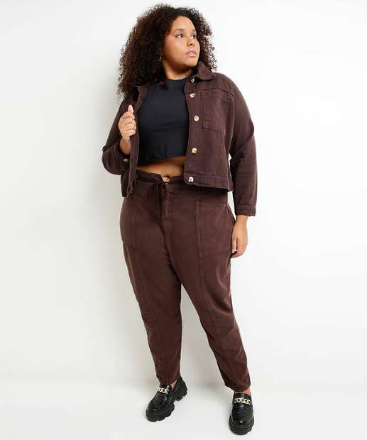 Calça Plus Size Feminina Sarja Clochard Bolsos Marisa