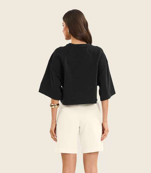 T- Shirt Feminina em Malhão e Ribana Endless Preto