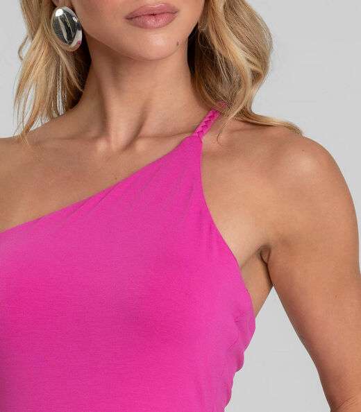 Body Feminino Alça Trançada Dianna Rosa