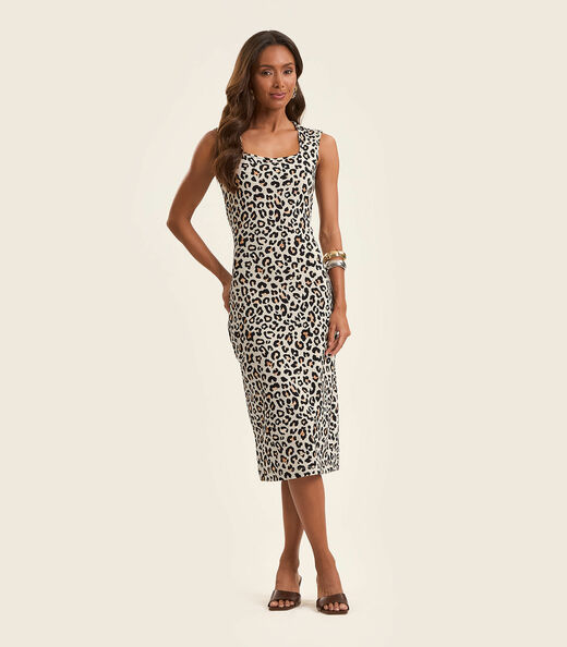 Vestido Midi Feminino em Cotton Leve Rovitex Bege