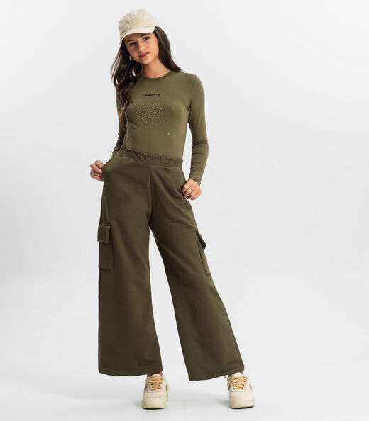 Calça Wide Leg Juvenil Minty Verde