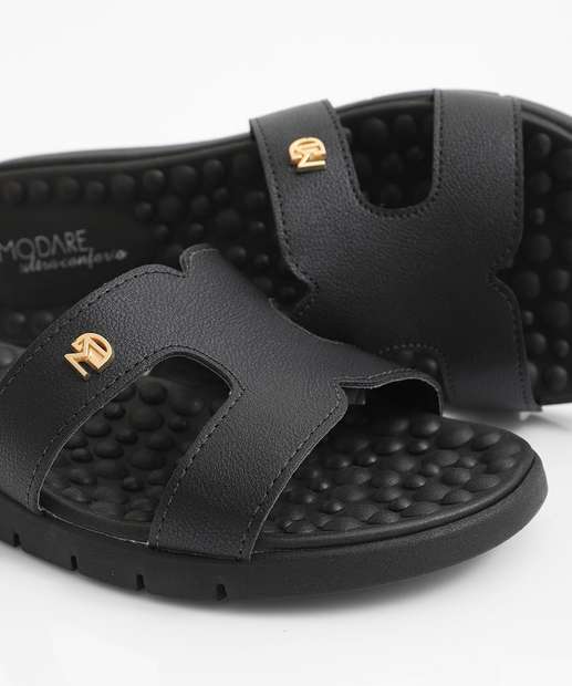 Rasteirinha Feminina Tiras Modare Preto