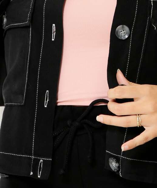 Jaqueta Feminina Botões Bolsos 