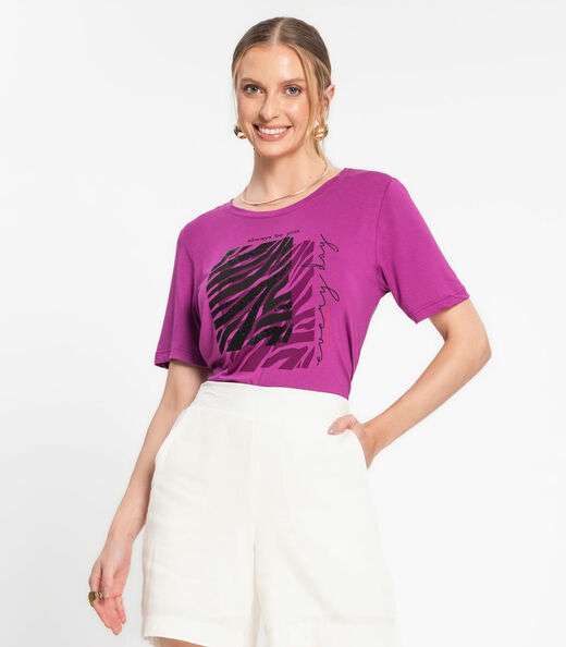 Blusa Manga Curta Feminina Rovitex Roxo