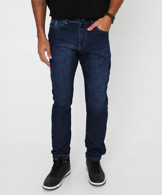 Calça Masculina Jeans Slim Bolsos Gangster Azul