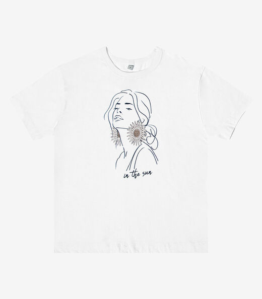 Blusa Feminina Manga Curta em Meia Malha Rovitex Branco