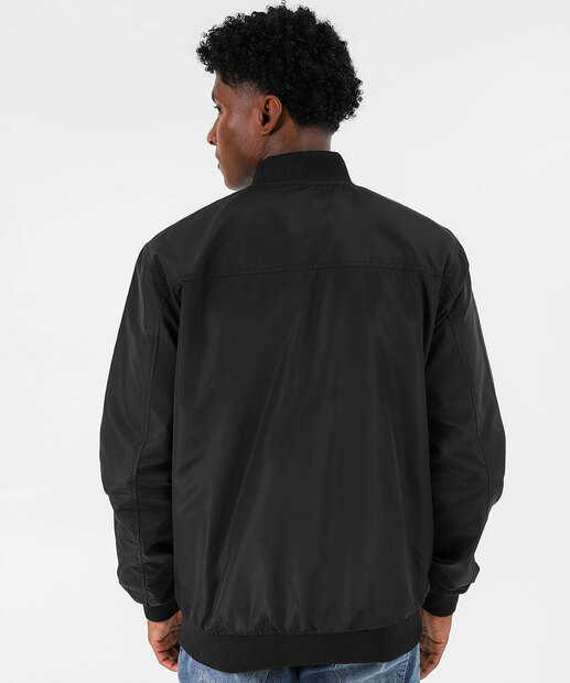 Jaqueta Masculina Bomber Preta com Zíper Marisa