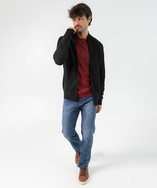 Cardigan Masculino Tricô Zíper Marisa Preto