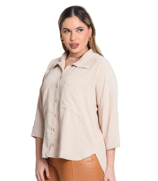 Camisa Manga 7/8 Air Flow Pesado Secret Glam Bege